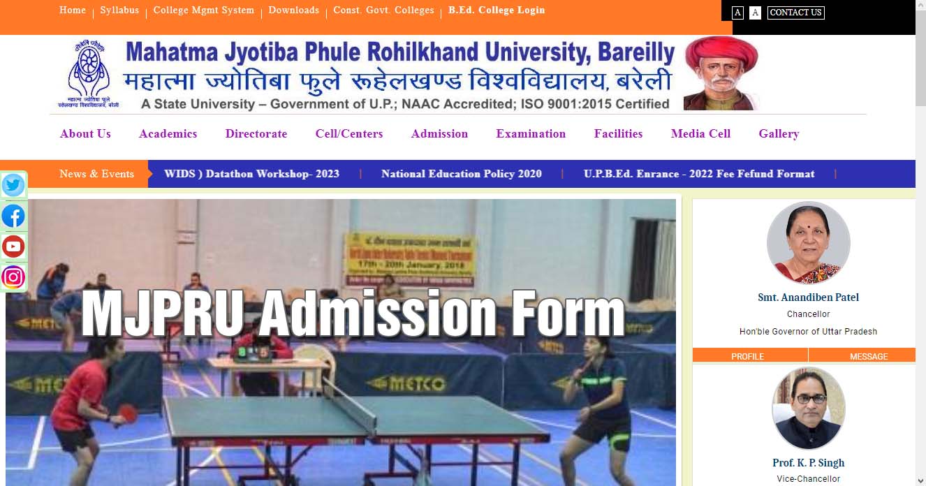 MJPRU Admission Form 2023-24 Online Registration Last Date UG, PG Merit ...